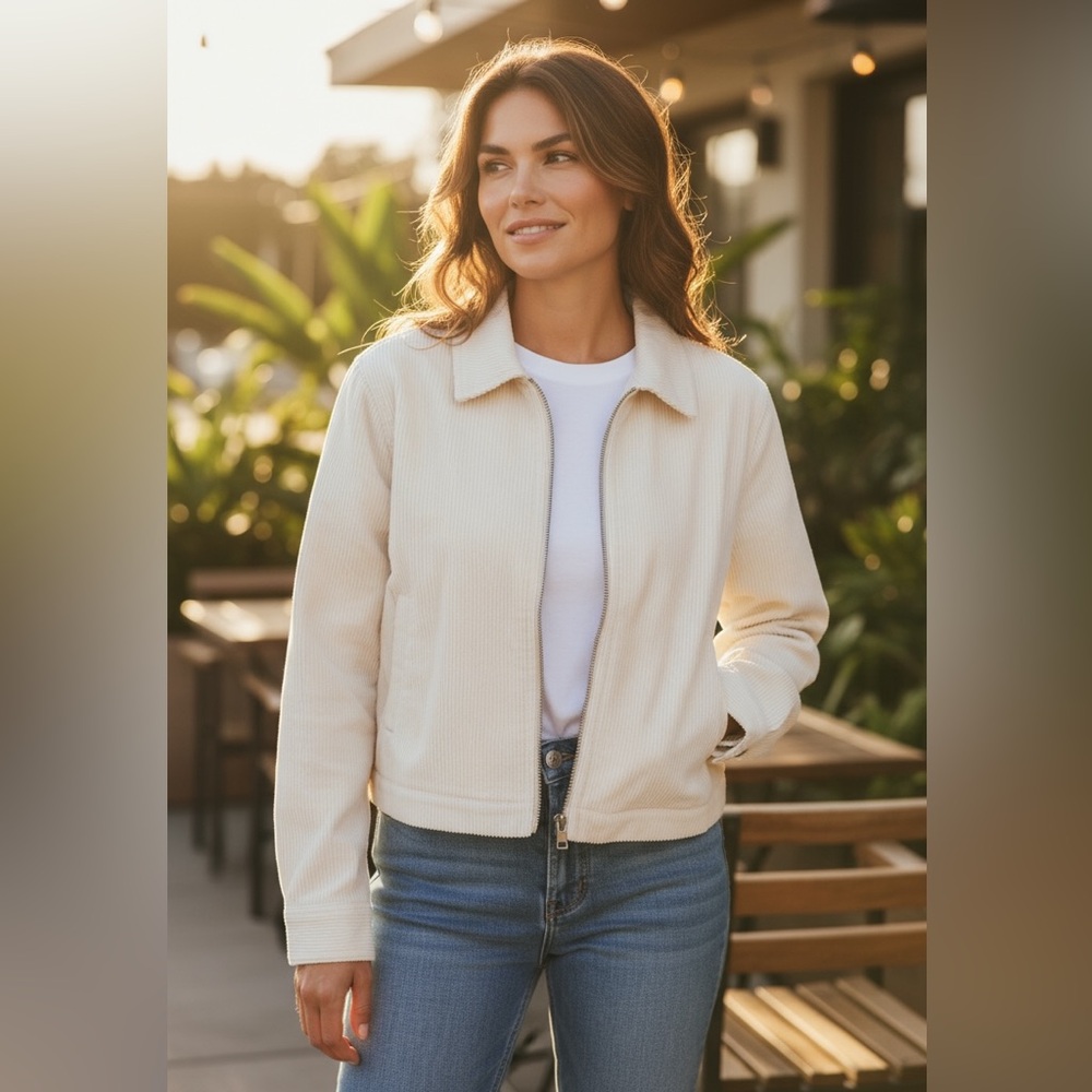 Stylish Cream Bomber Jacket for Women